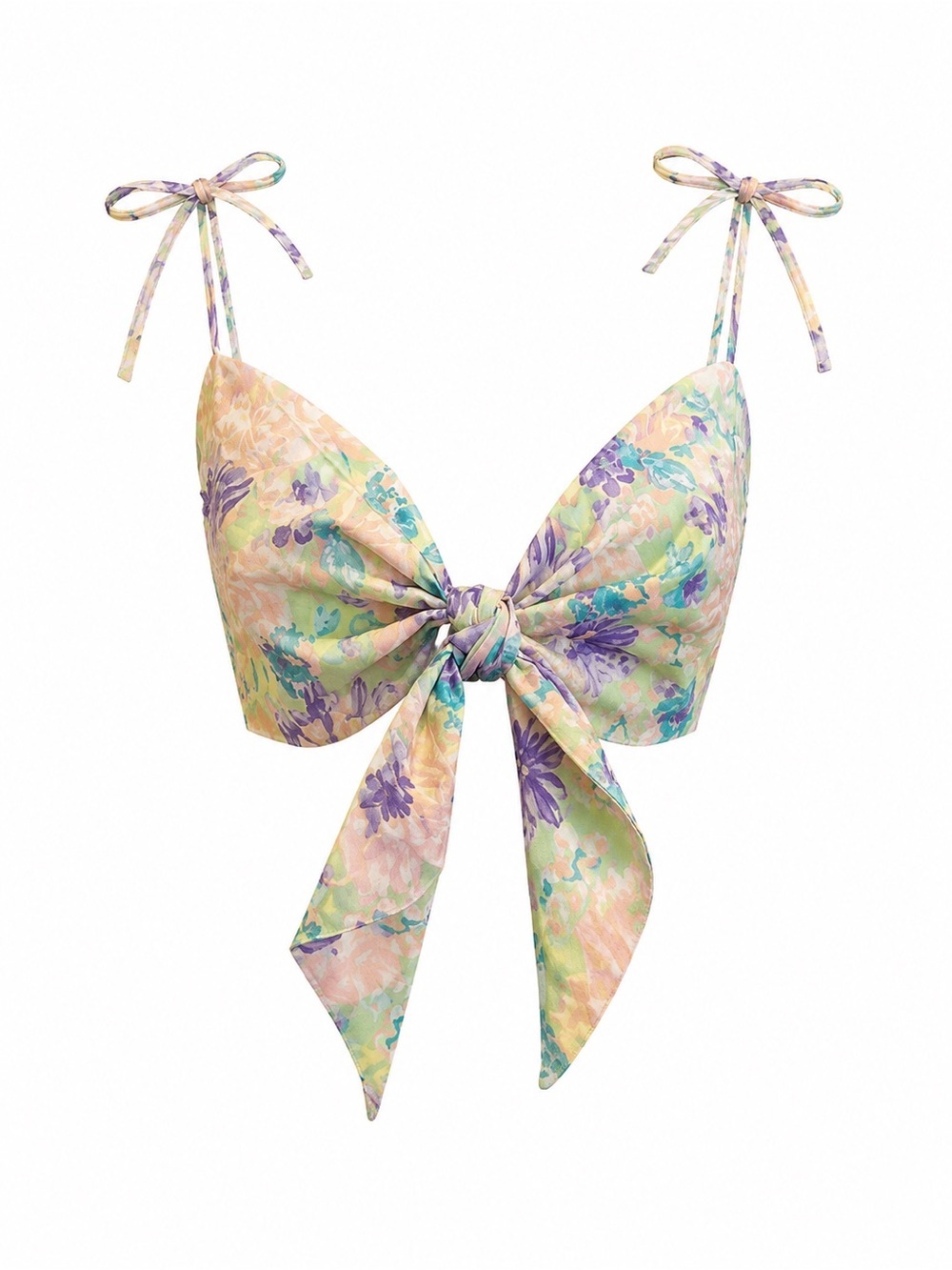 NWT CELLECCI PASTEL FLORAL TIE FRONT TOP